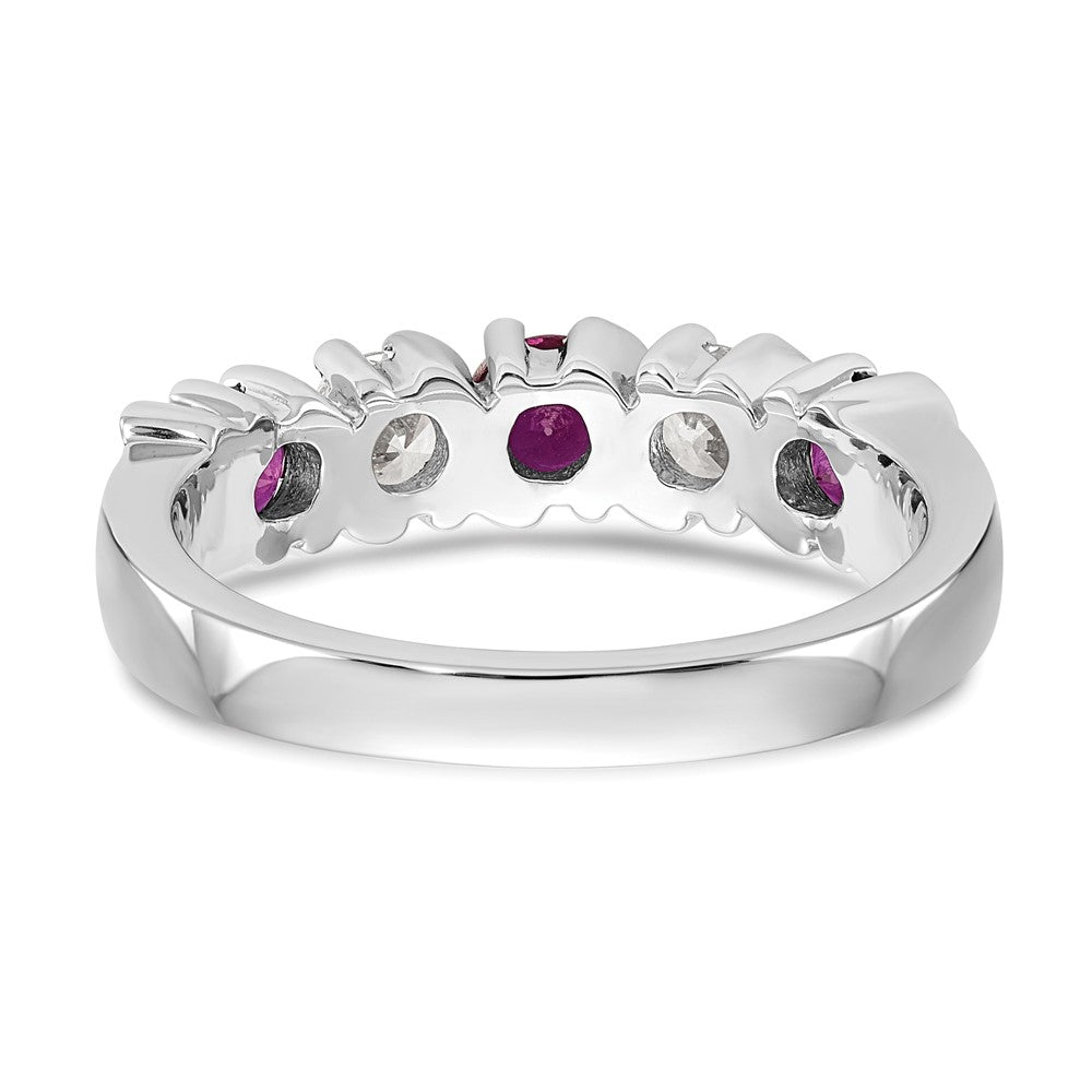 14k White Gold Real Diamond w/Ruby Band