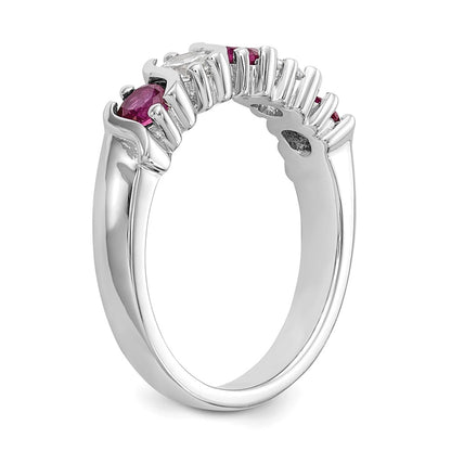 14k White Gold Real Diamond w/Ruby Band