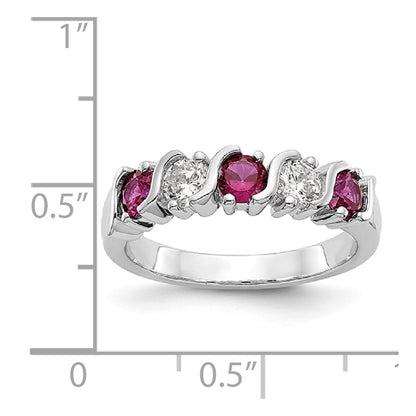 14k White Gold Real Diamond w/Ruby Band