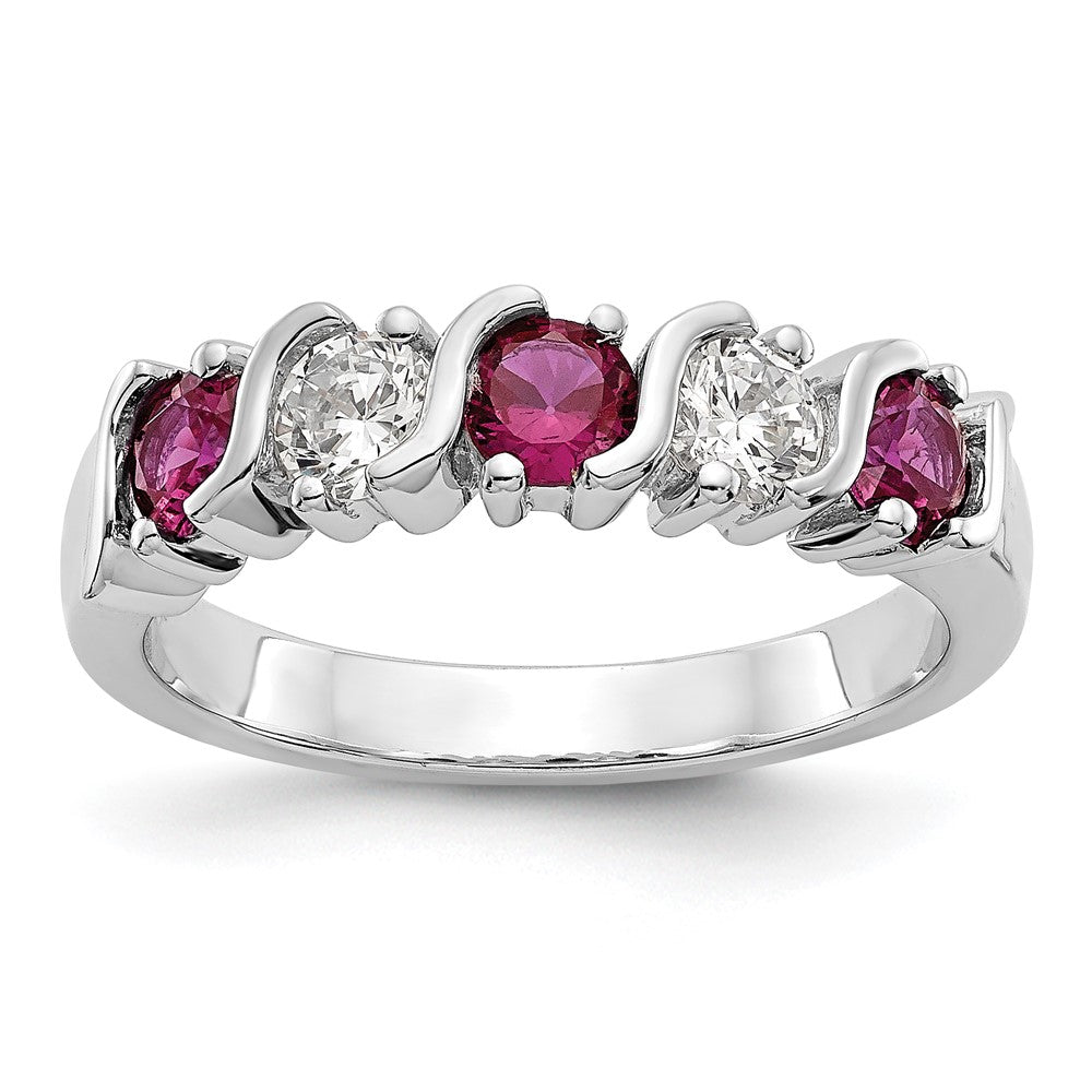 14k White Gold Real Diamond w/Ruby Band