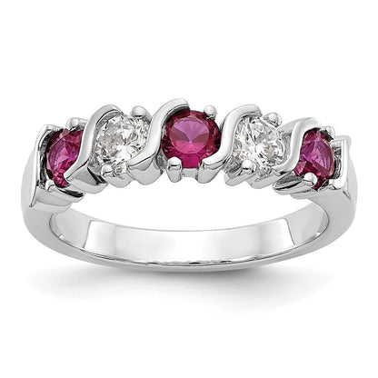 14k White Gold Real Diamond w/Ruby Band