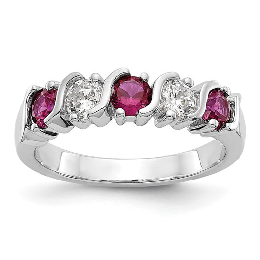 14k White Gold Real Diamond w/Ruby Band