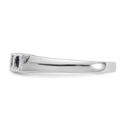 14k White Gold Real Diamond w/Sapphire Band
