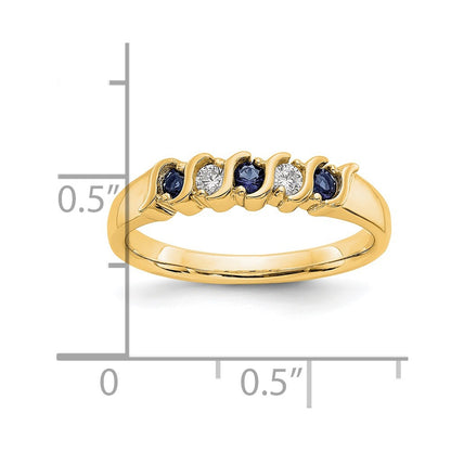 14k Yellow Gold Real Diamond w/Sapphire Band