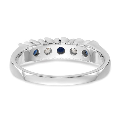14k White Gold Real Diamond w/Sapphire Band