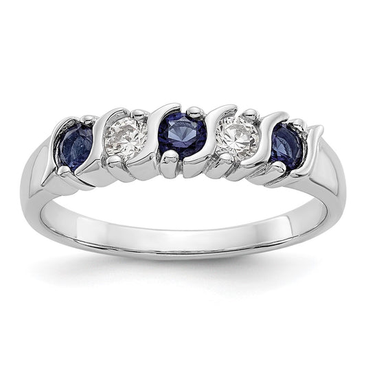 14k White Gold Real Diamond w/Sapphire Band