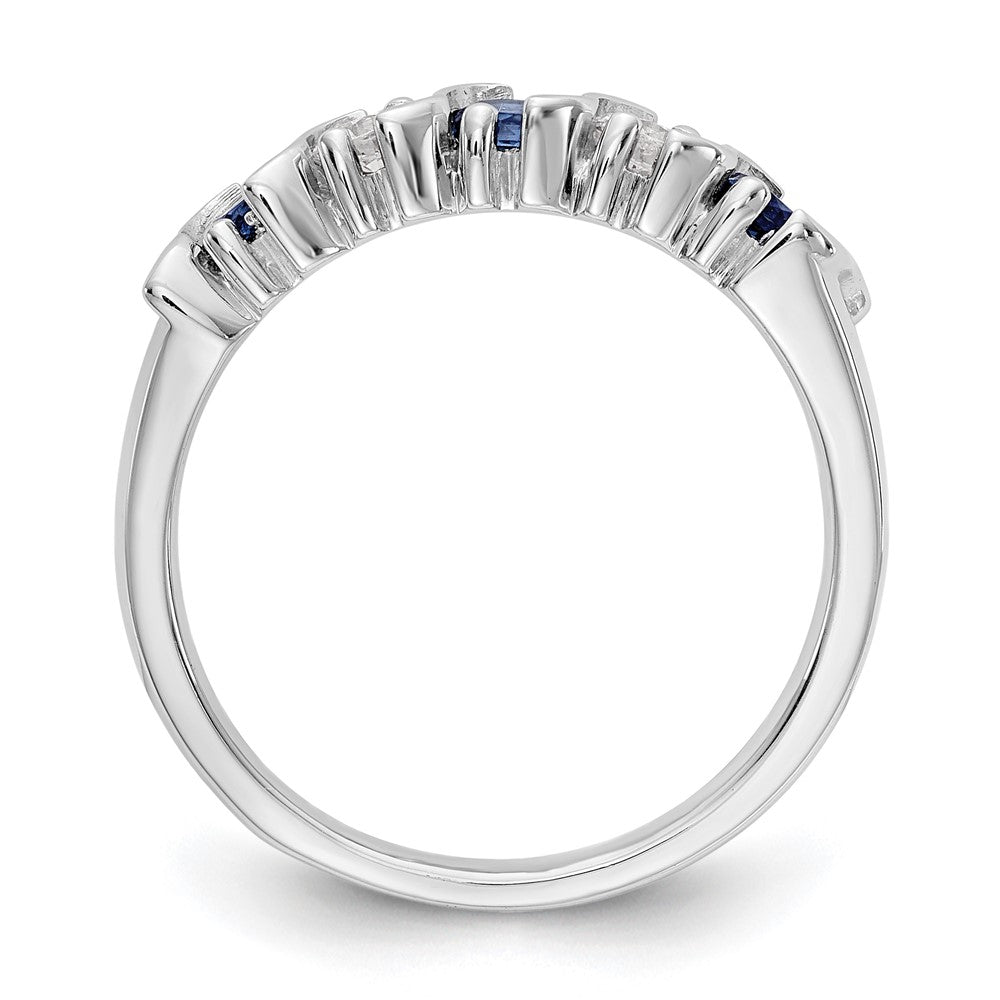 14k White Gold Real Diamond w/Sapphire Band