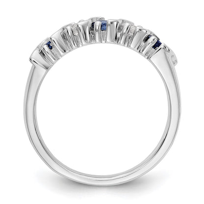 14k White Gold Real Diamond w/Sapphire Band