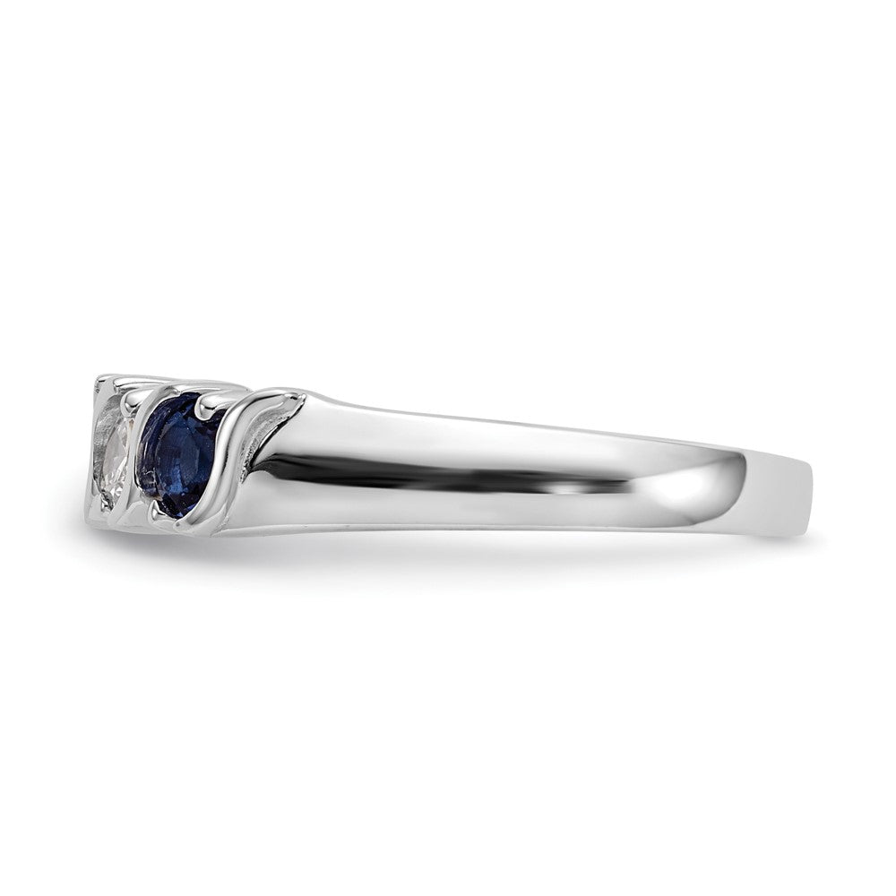 14k White Gold Real Diamond w/Sapphire Band