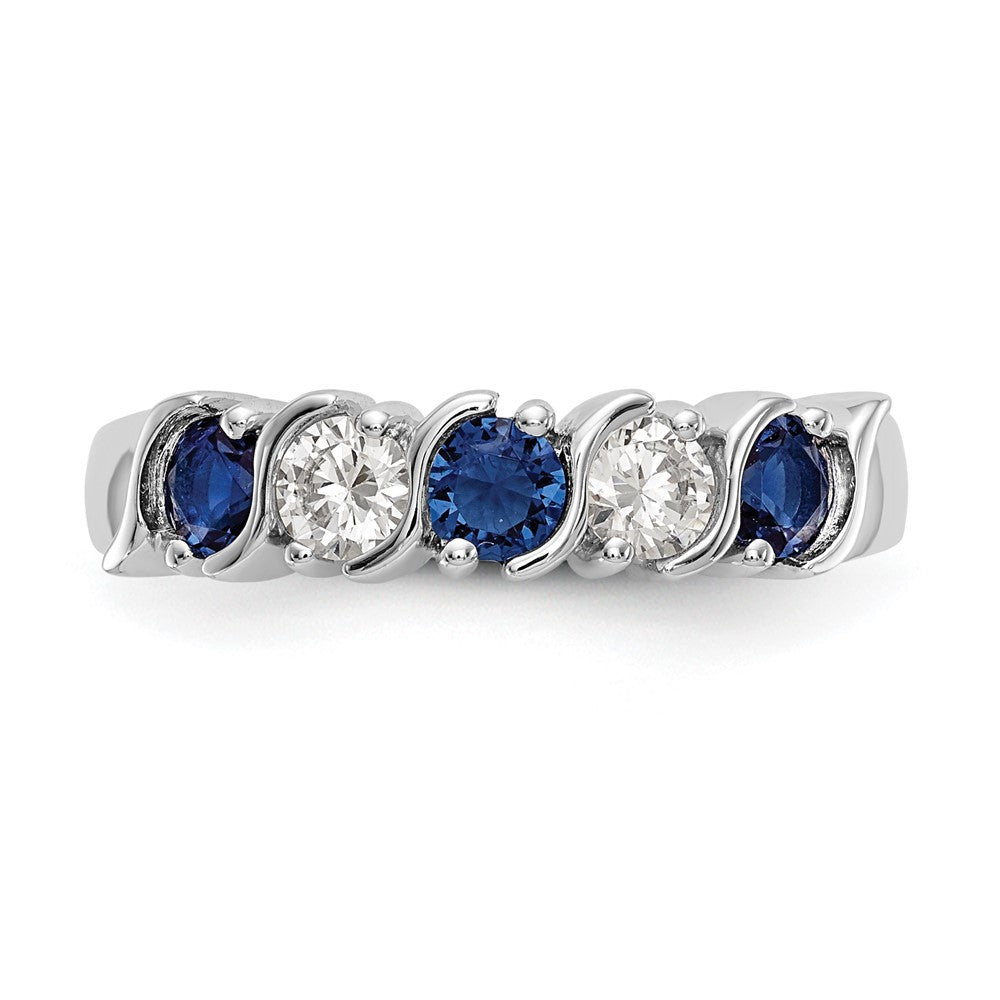 14k White Gold Real Diamond w/Sapphire Band