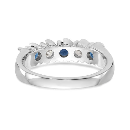 14k White Gold Real Diamond w/Sapphire Band