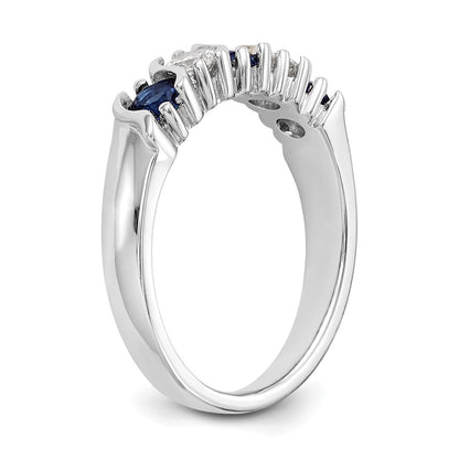14k White Gold Real Diamond w/Sapphire Band