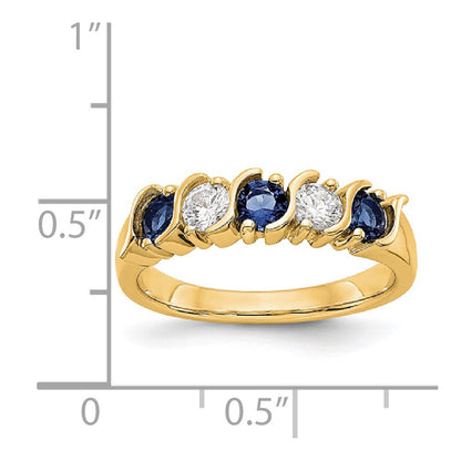 14k Yellow Gold Real Diamond w/Sapphire Band