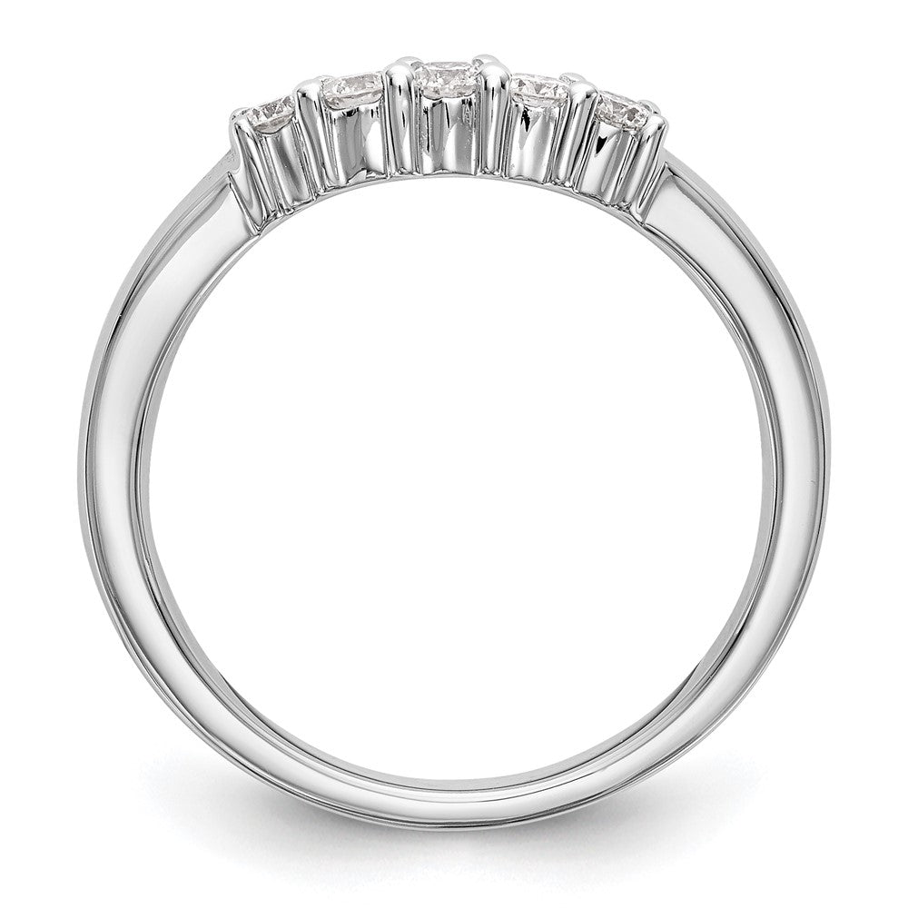 0.30ct. CZ Solid Real 14K White Gold 5-Stone Wedding Band Ring