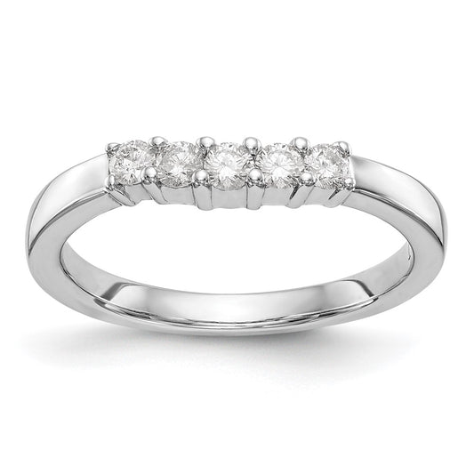14K White Gold 5-Stone Real Diamond Band