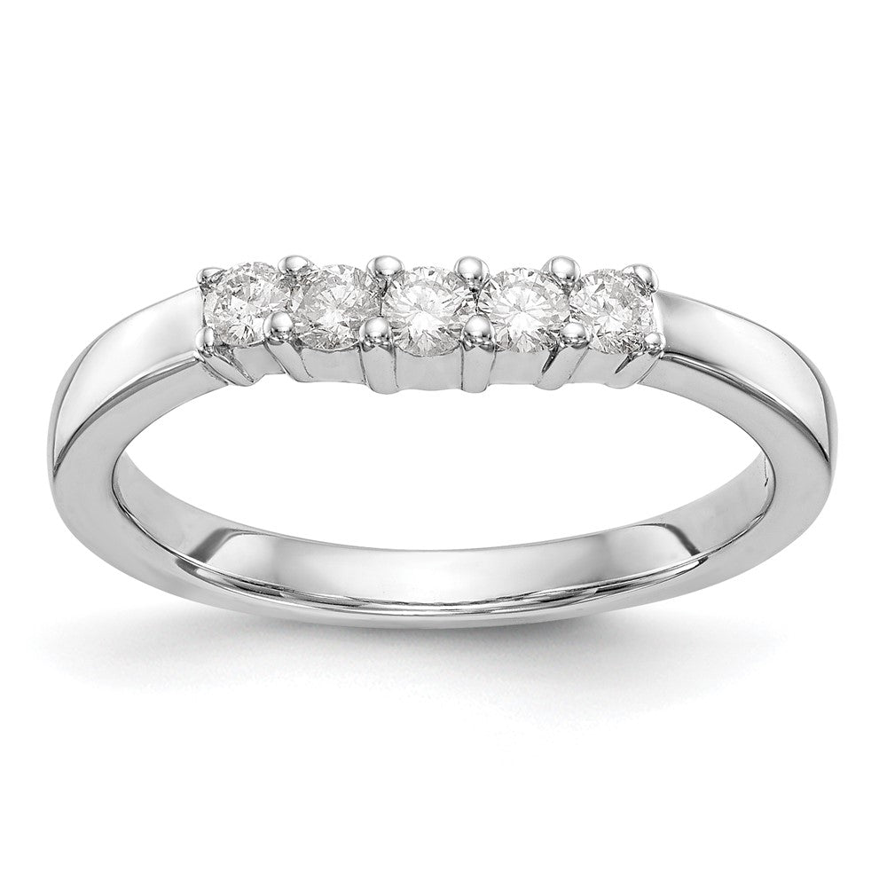 0.30ct. CZ Solid Real 14K White Gold 5-Stone Wedding Band Ring