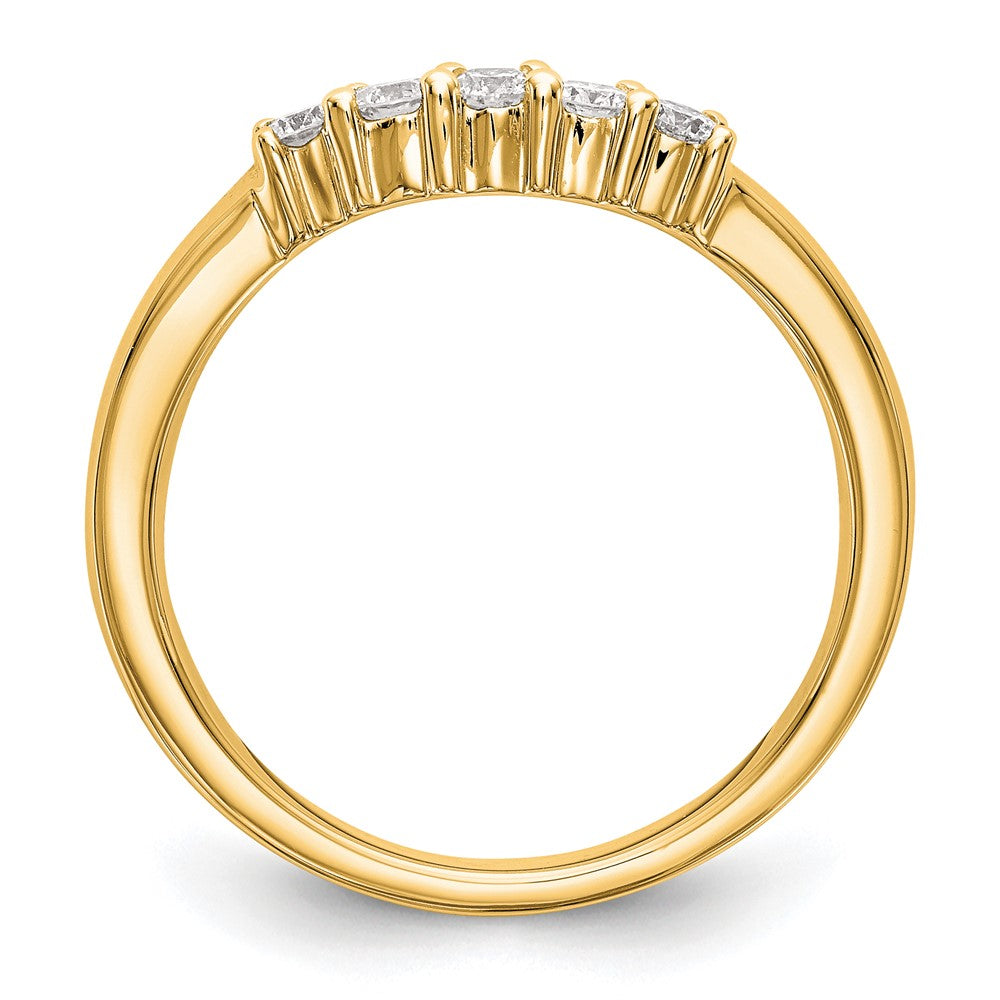 0.30ct. CZ Solid Real 14K Yellow Gold 5-Stone Wedding Band Ring