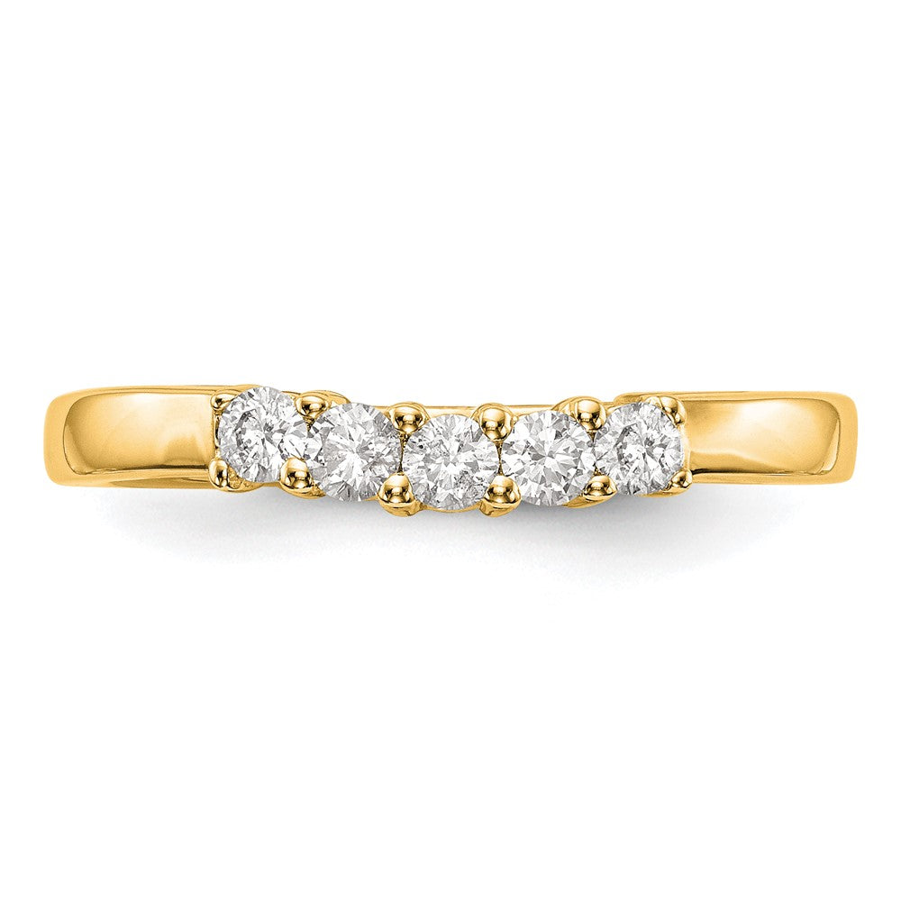 0.30ct. CZ Solid Real 14K Yellow Gold 5-Stone Wedding Band Ring