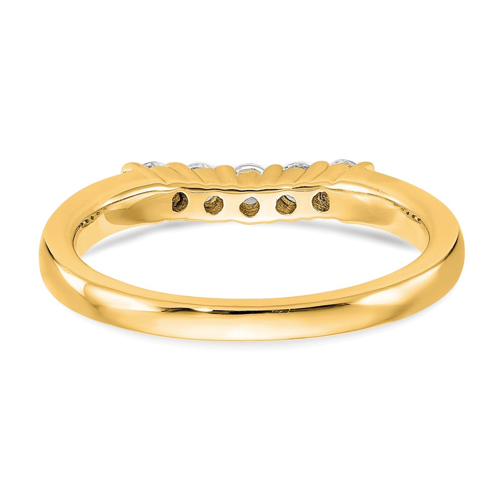 0.30ct. CZ Solid Real 14K Yellow Gold 5-Stone Wedding Band Ring