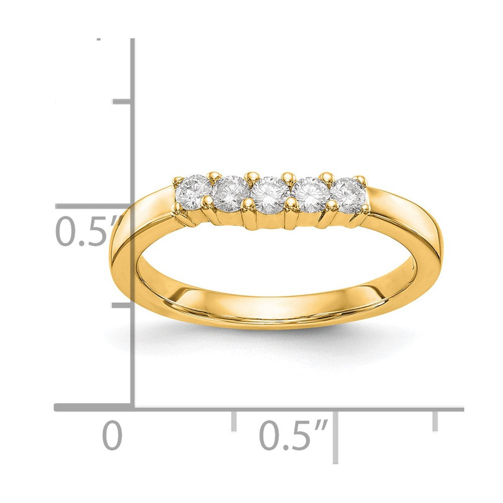 0.30ct. CZ Solid Real 14K Yellow Gold 5-Stone Wedding Band Ring