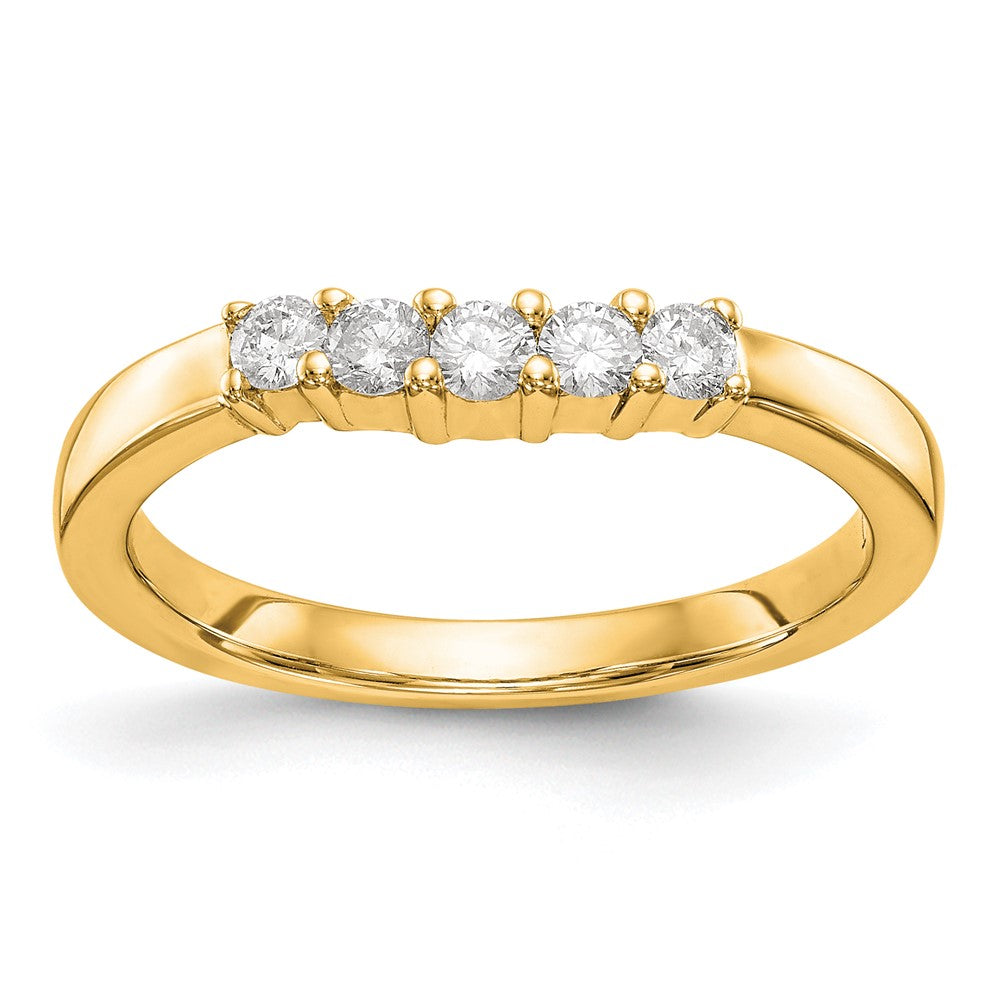 0.30ct. CZ Solid Real 14K Yellow Gold 5-Stone Wedding Band Ring