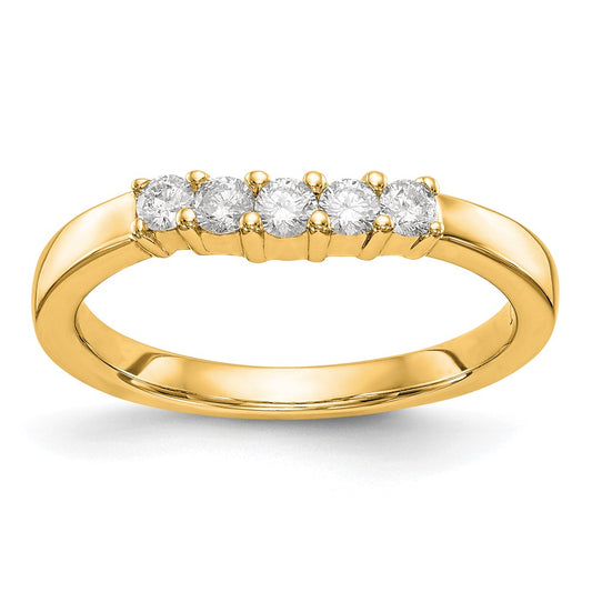 0.30ct. CZ Solid Real 14K Yellow Gold 5-Stone Wedding Band Ring