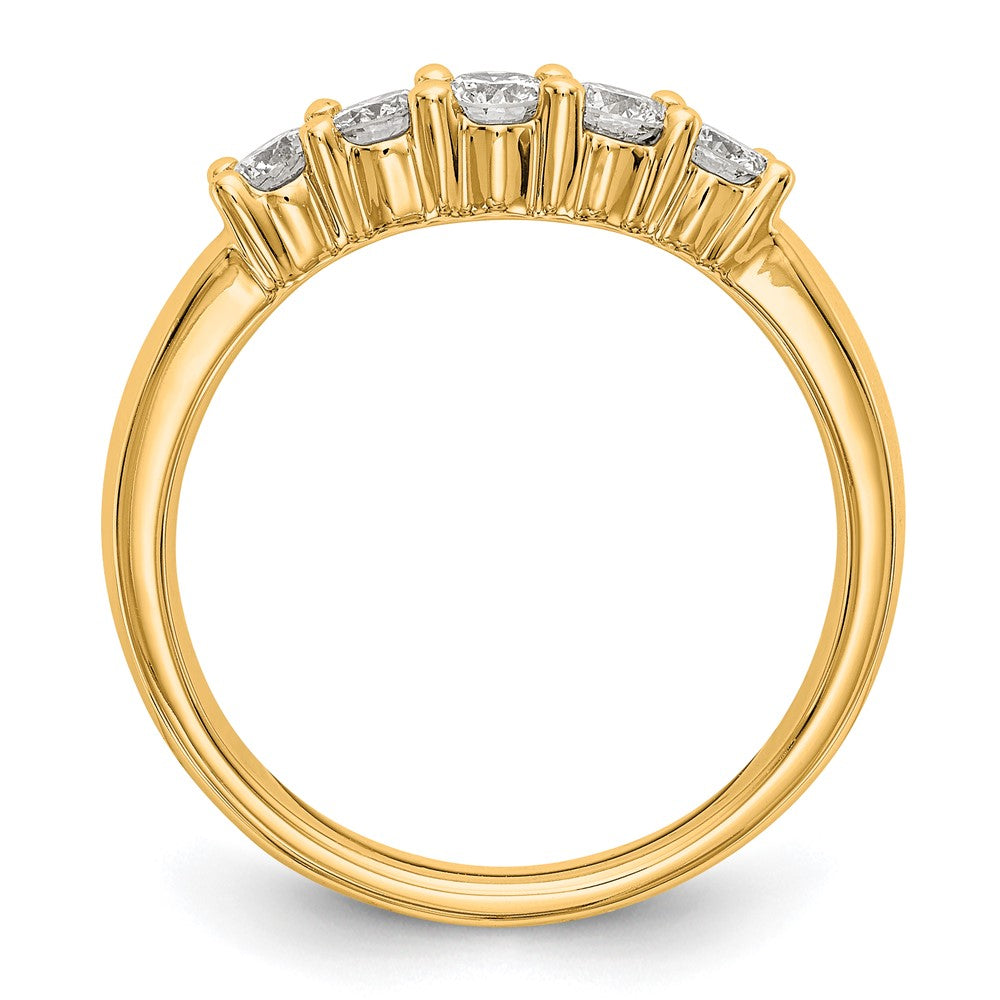 0.50ct. CZ Solid Real 14K Yellow Gold 5-Stone Wedding Band Ring