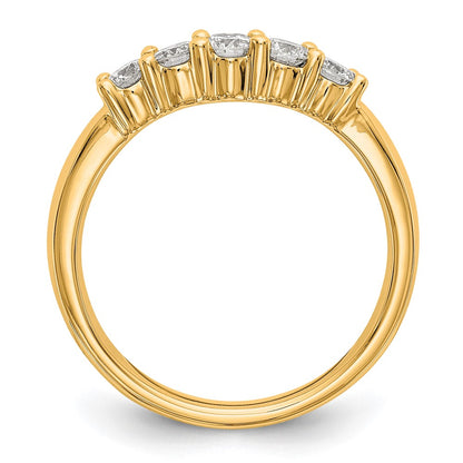0.50ct. CZ Solid Real 14K Yellow Gold 5-Stone Wedding Band Ring