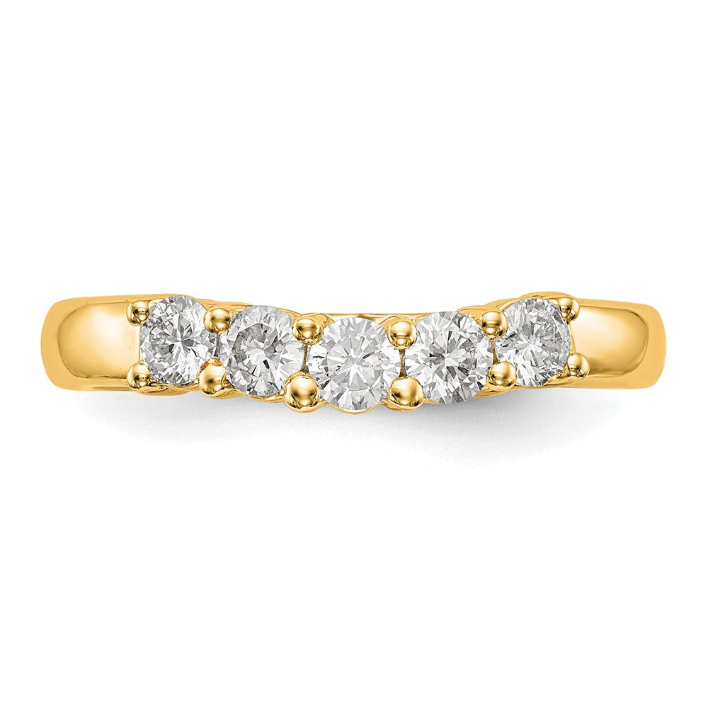 0.50ct. CZ Solid Real 14K Yellow Gold 5-Stone Wedding Band Ring