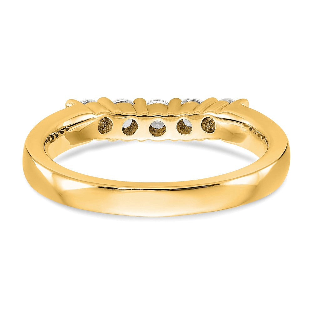 0.50ct. CZ Solid Real 14K Yellow Gold 5-Stone Wedding Band Ring