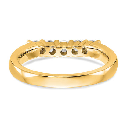 0.50ct. CZ Solid Real 14K Yellow Gold 5-Stone Wedding Band Ring