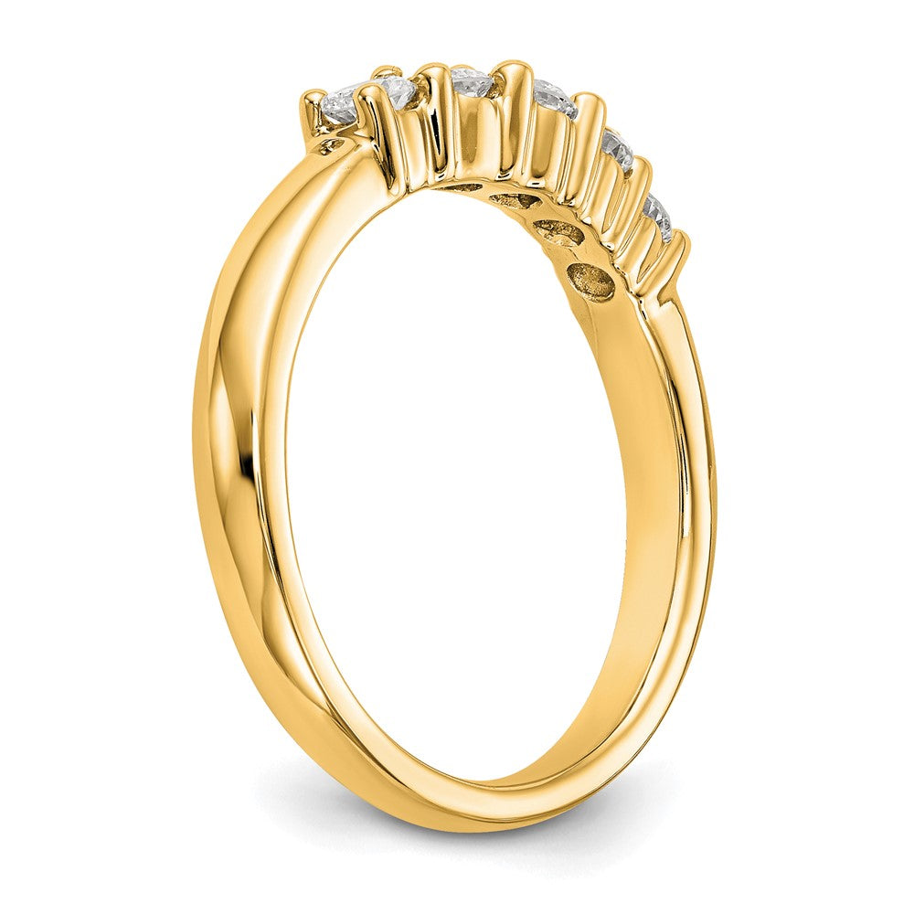 0.50ct. CZ Solid Real 14K Yellow Gold 5-Stone Wedding Band Ring