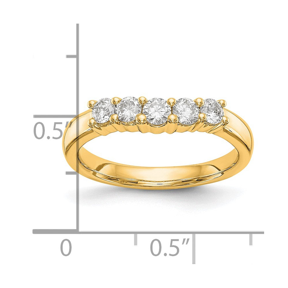 0.50ct. CZ Solid Real 14K Yellow Gold 5-Stone Wedding Band Ring