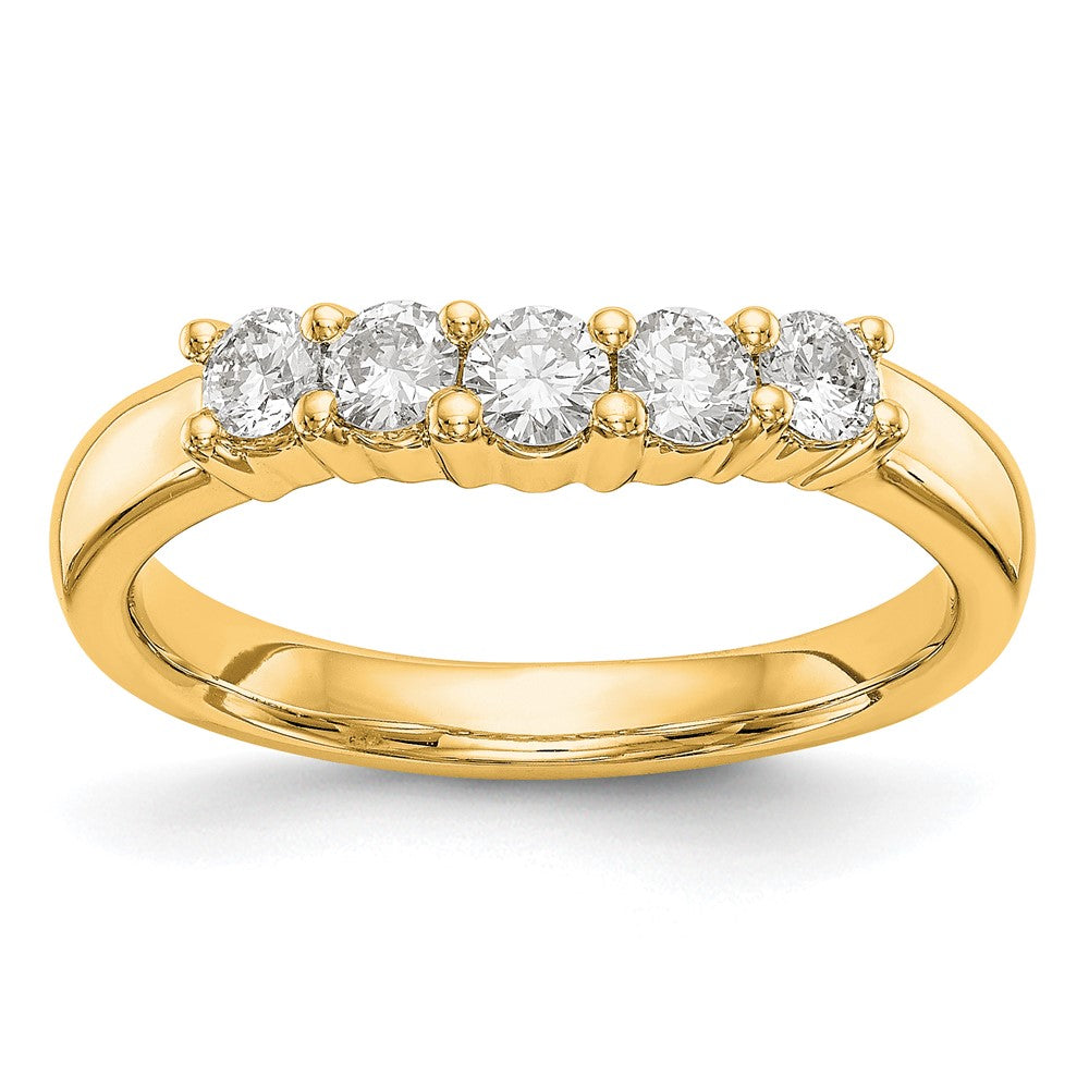 0.50ct. CZ Solid Real 14K Yellow Gold 5-Stone Wedding Band Ring
