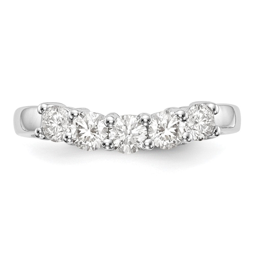 14K White Gold 5-Stone Real Diamond Band