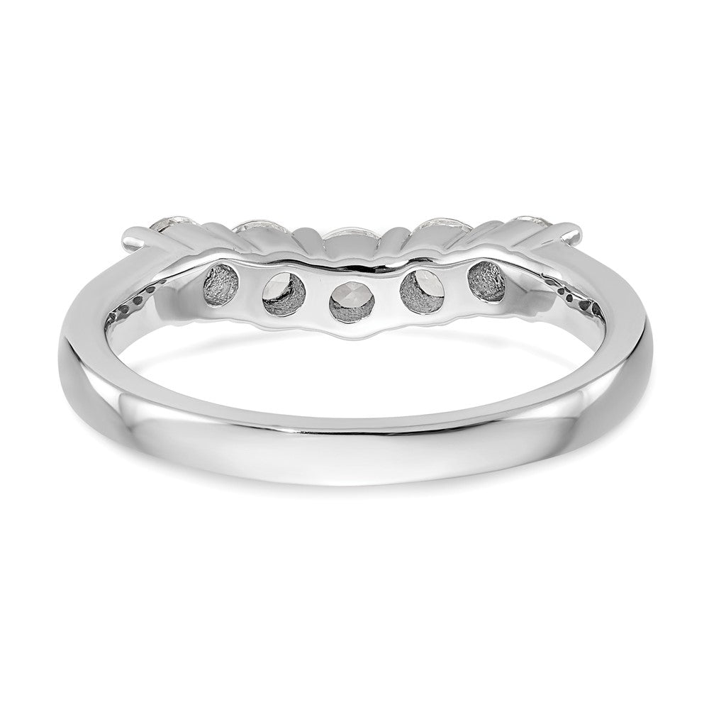 14K White Gold 5-Stone Real Diamond Band