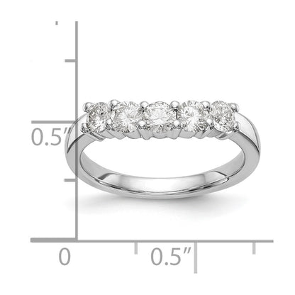 14K White Gold 5-Stone Real Diamond Band