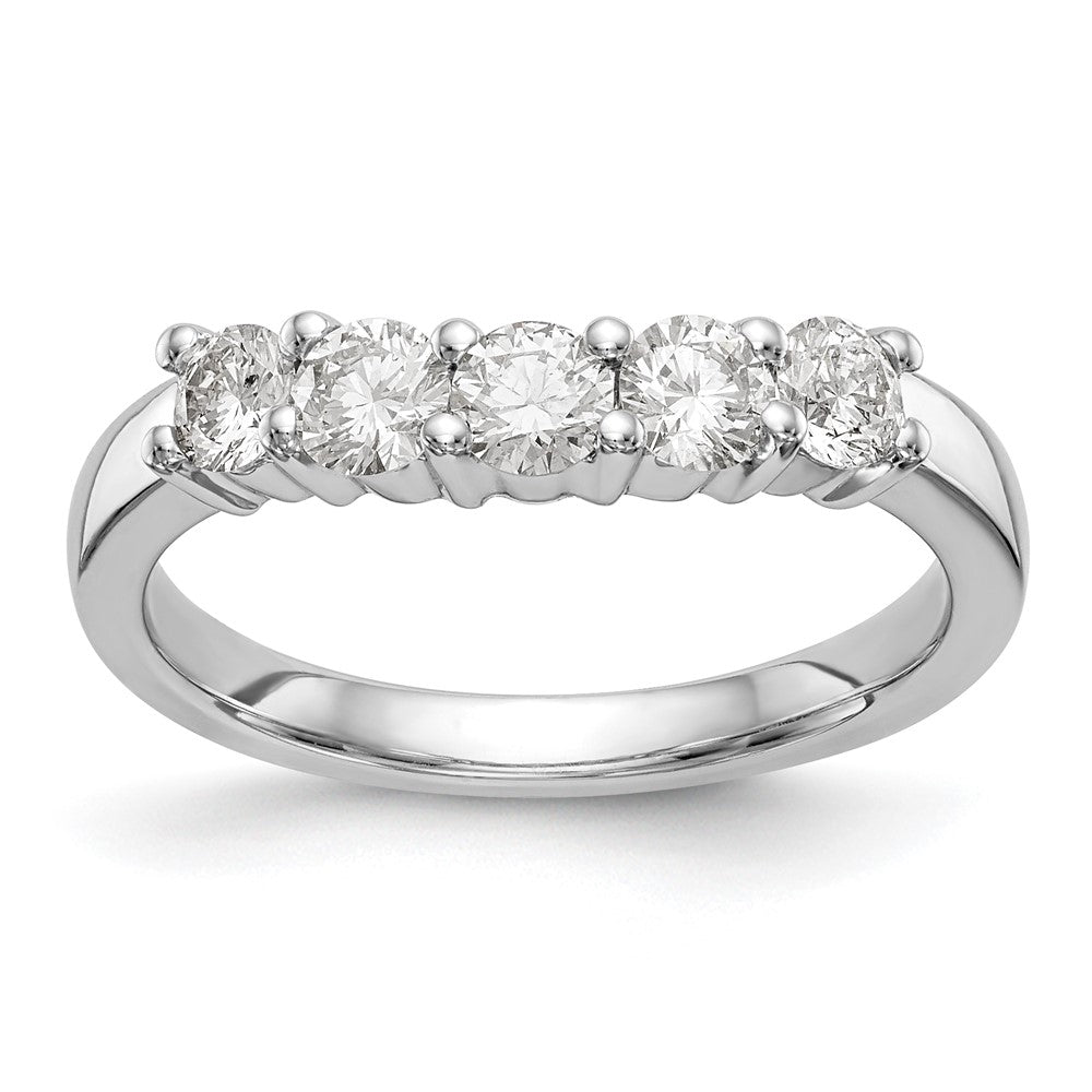 14K White Gold 5-Stone Real Diamond Band