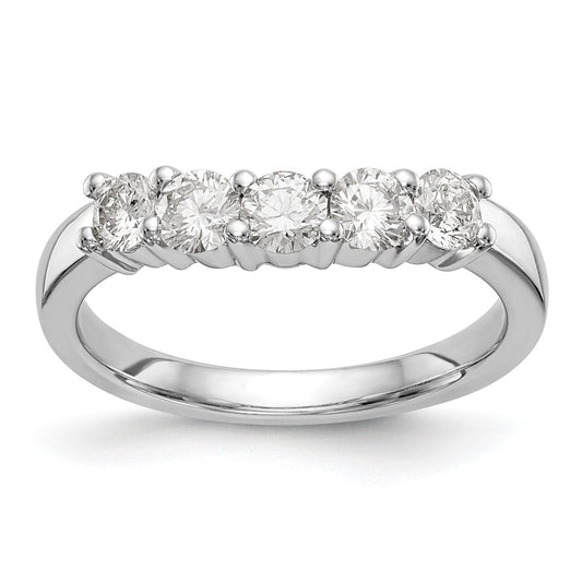14K White Gold 5-Stone Real Diamond Band
