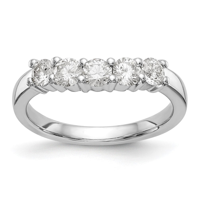 14K White Gold 5-Stone Real Diamond Band