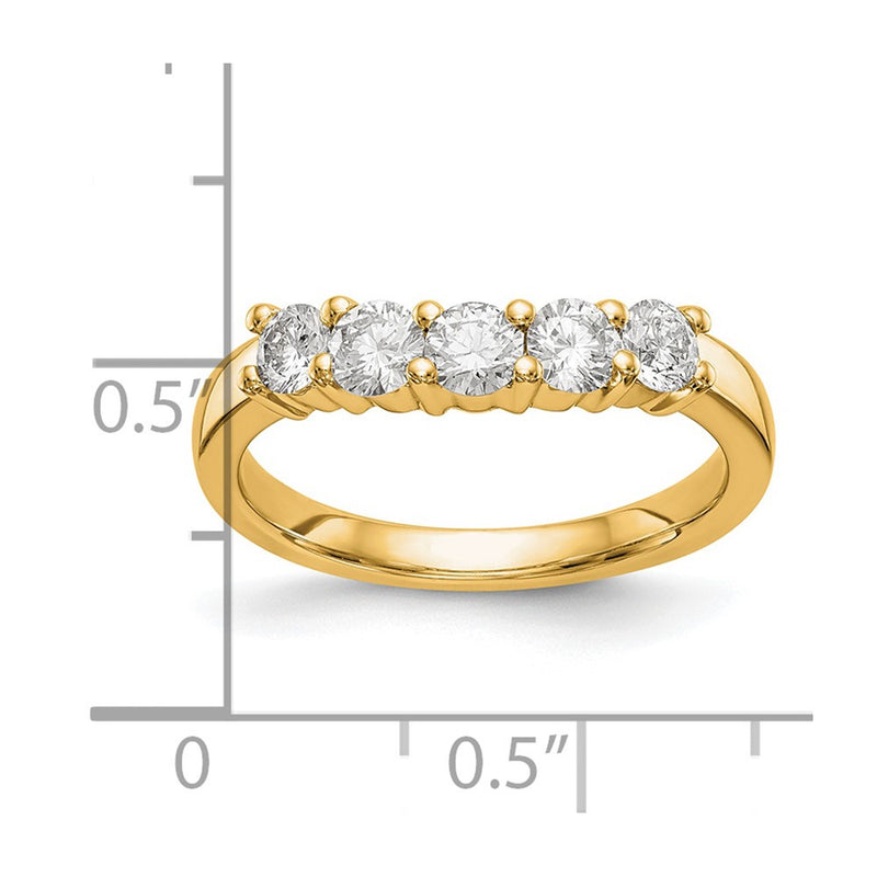14K Yellow Gold 5-Stone Real Diamond Band