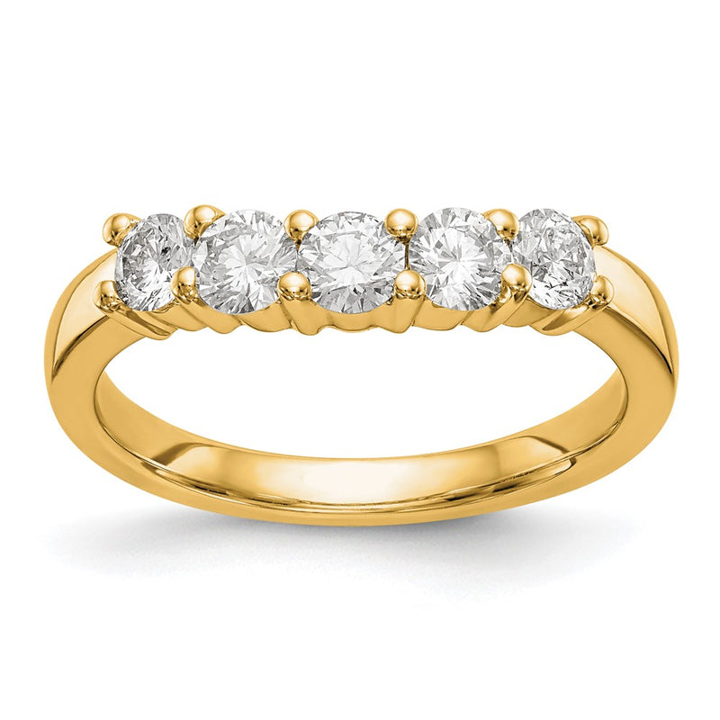 14K Yellow Gold 5-Stone Real Diamond Band