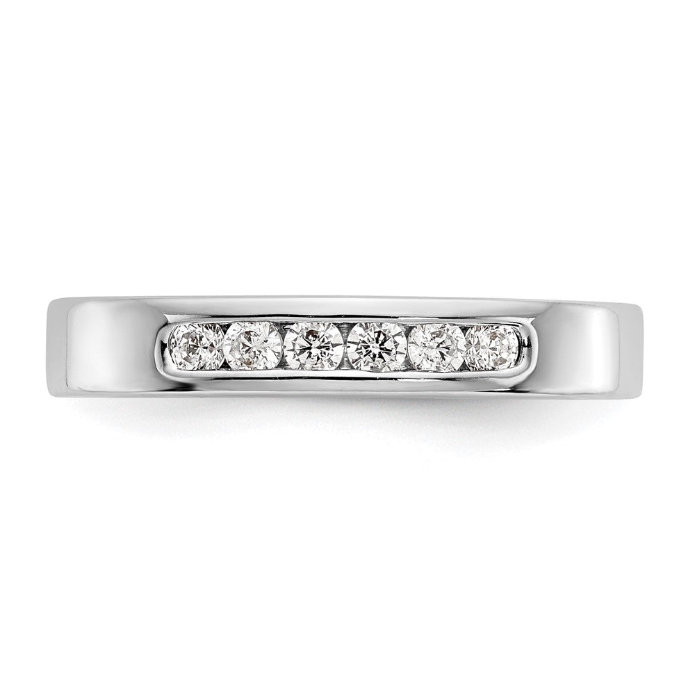 0.23ct. CZ Solid Real 14K White Gold 6-Stone Channel Wedding Band Ring