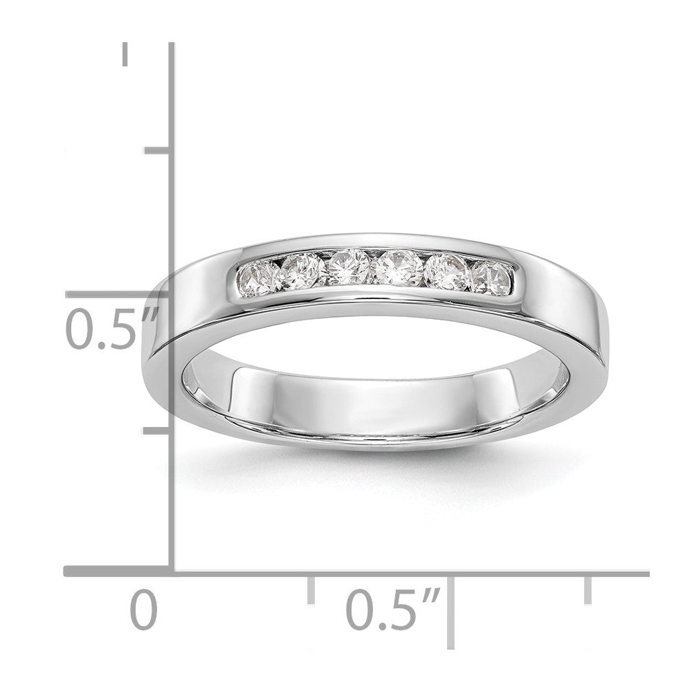 0.23ct. CZ Solid Real 14K White Gold 6-Stone Channel Wedding Band Ring