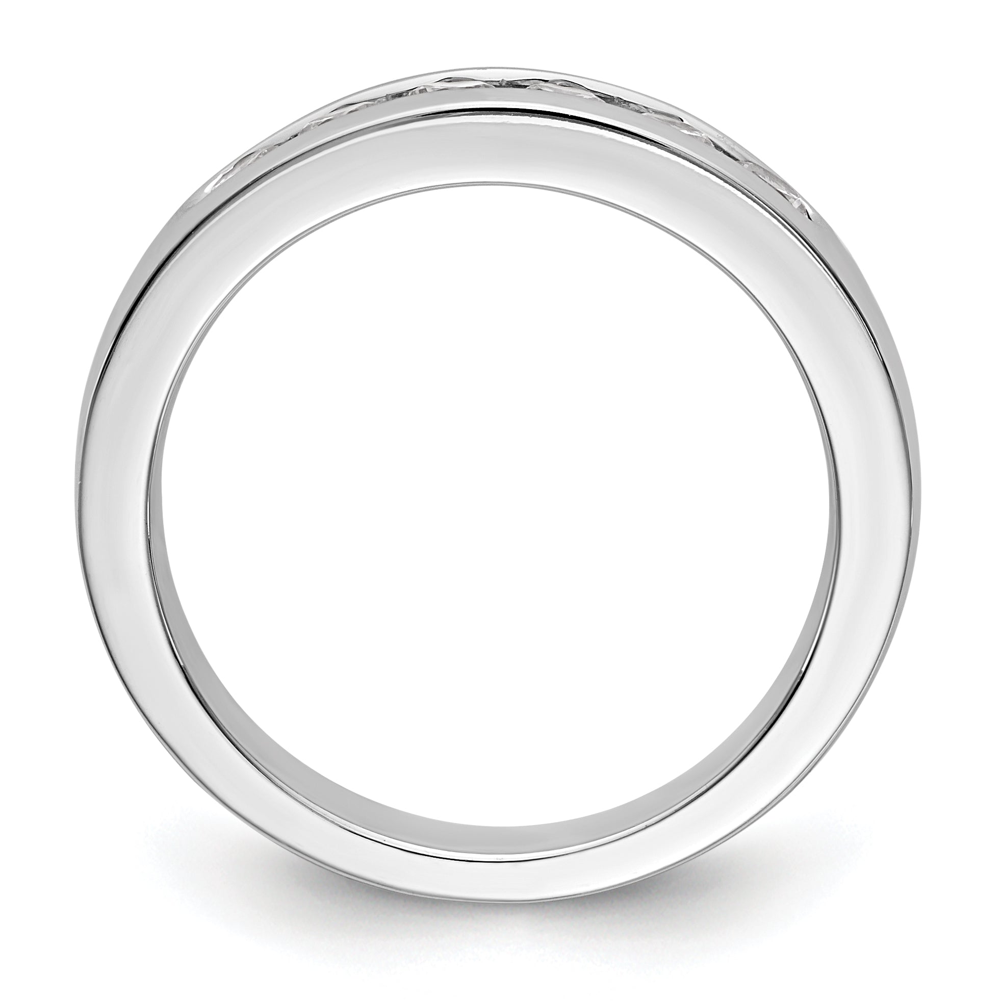 0.47ct. CZ Solid Real 14K White Gold 6-Stone Channel Wedding Band Ring