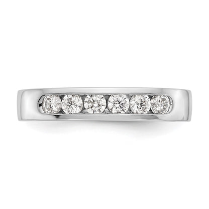 0.47ct. CZ Solid Real 14K White Gold 6-Stone Channel Wedding Band Ring