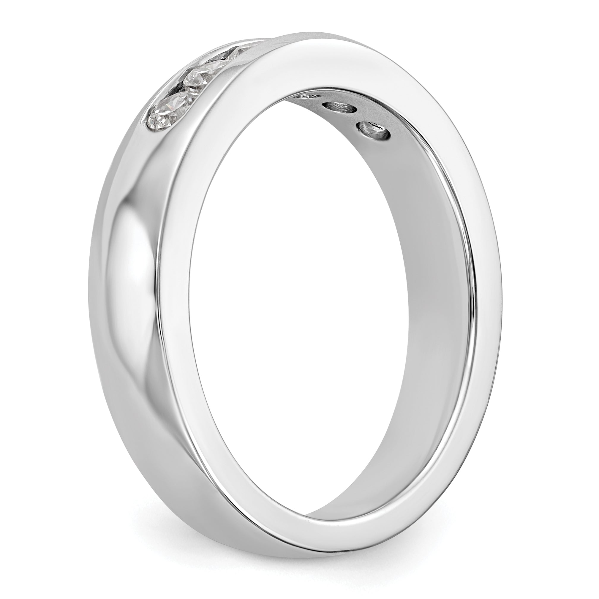 0.47ct. CZ Solid Real 14K White Gold 6-Stone Channel Wedding Band Ring