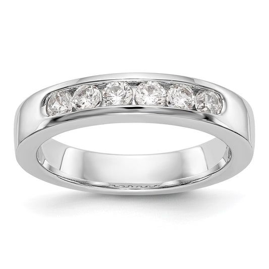 0.47ct. CZ Solid Real 14K White Gold 6-2.7mm Stone Channel Wedding Band Ring