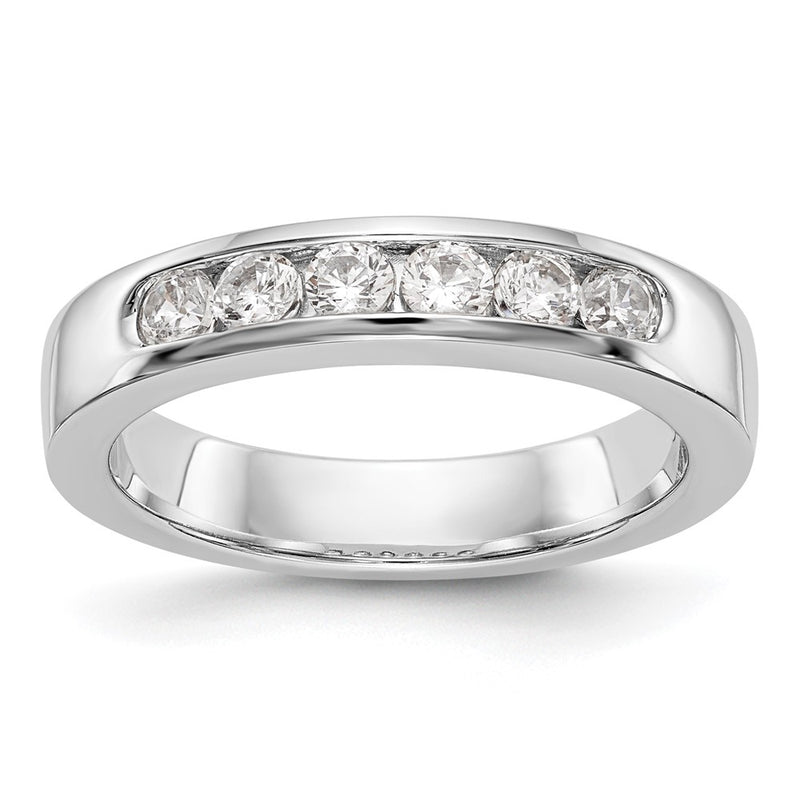 14K White Gold 6-Stone Real Diamond Channel Band