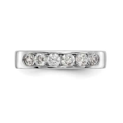 0.69ct. CZ Solid Real 14K White Gold 6-Stone Channel Wedding Band Ring